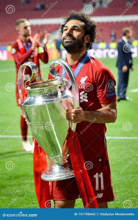 Madrid Spain May Mohamed Salah With Cup Celebrate Winning