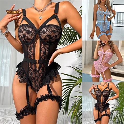 Allure And Elegance Combined Women S Lace Lingerie Set With Garter Belts Shopee Malaysia