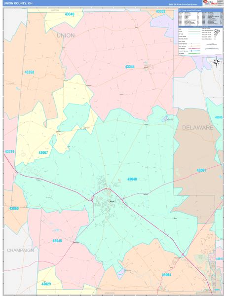 Union County, OH Wall Map Color Cast Style by MarketMAPS - MapSales