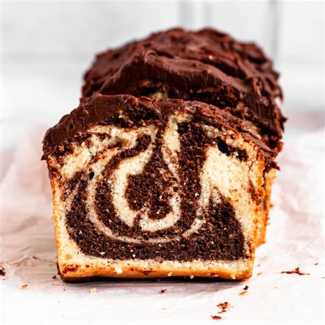 Marble Loaf Cake With Chocolate Ganache - Rich And Delish