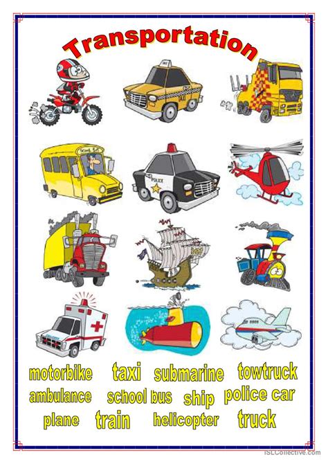 Transportation English Esl Worksheets Pdf Doc