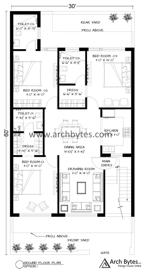 House Plan For 30x60 Feet Plot Size