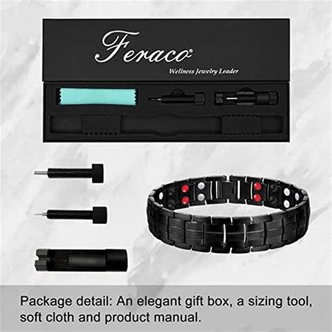 Feraco Pulsera magnética de acero de titanio para hombre con doble fila