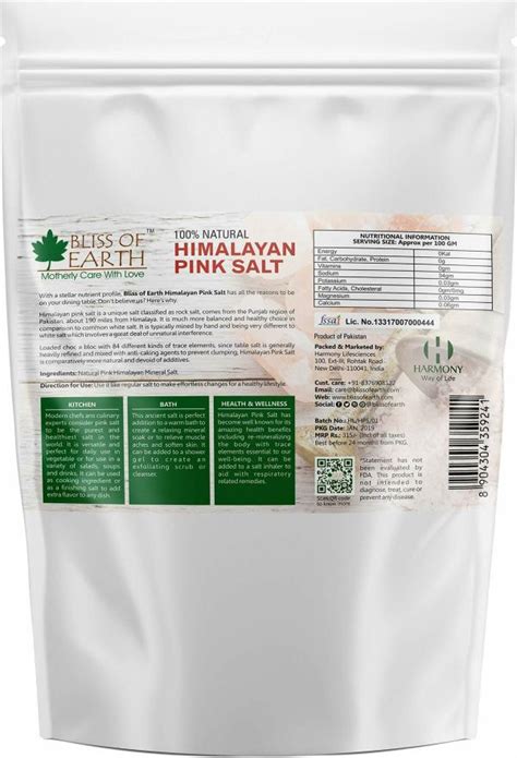 Bliss Of Earth Gm Pure Himalayan Pink Salt Of Pakistan Cooking No