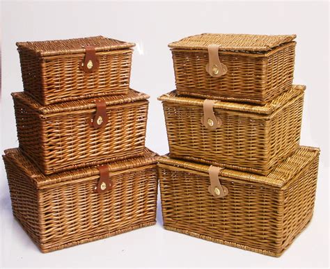 STRONG BROWN OAK WICKER PICNIC GIFT STORAGE XMAS CHRISTMAS EMPTY HAMPER