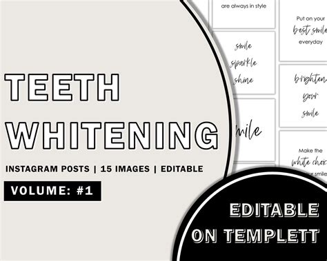 Teeth Whitening Instagram Post Templates Dental Hygienist Instagram