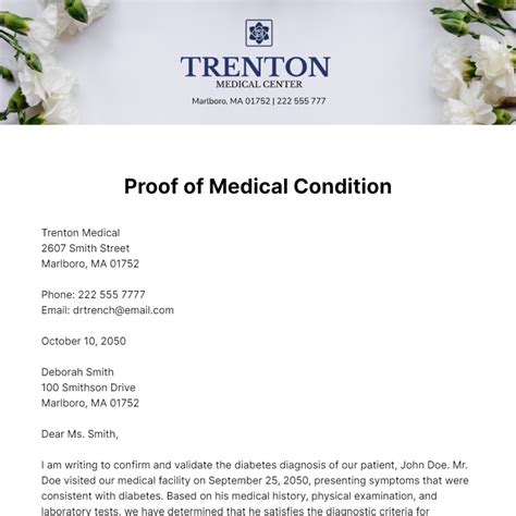 Free Proof of Medical Condition Letter Template - Edit Online & Download | Template.net