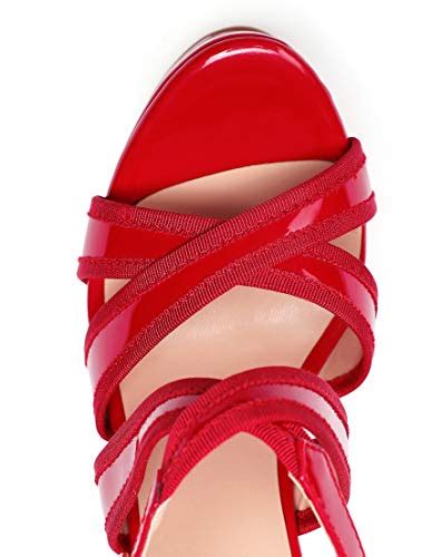 Eldof Womens Wedge Platform Sandals Peep Toe Cross Strap Wedge Heel 6 Ankle Srap Summer Wedge