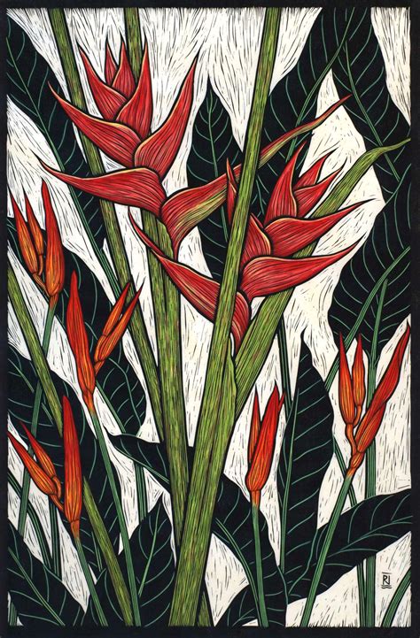 Linocuts Of Exotic Flowers Gallery 1 — Rachel Newling