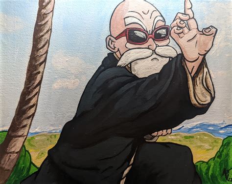 Turtle Hermit Roshi acrylic painting by me. Original art : r/dbz