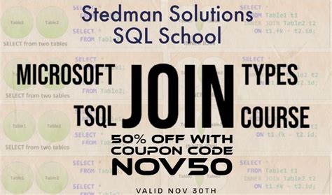 50 Off TSQL JOIN Types Class Steve Stedman