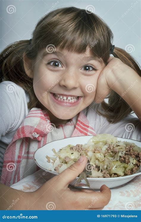 Girl Enjoying Her Lunch Stock Image Image Of Holding 16971793