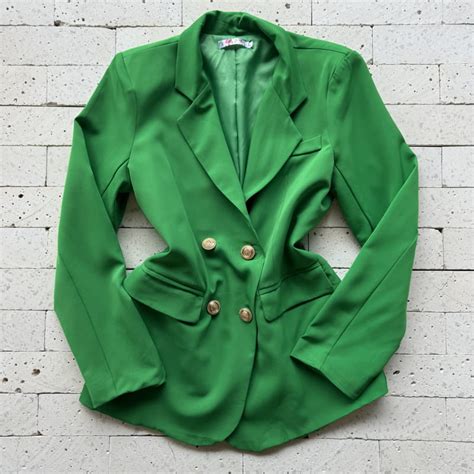 Blazer Alfaiataria Alongado Es Dourado Luxo Verde Dondoca Moda Feminina