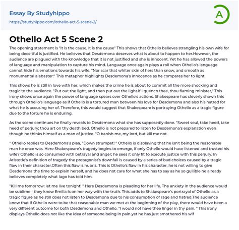 Othello Act 5 Scene 2 Essay Example | StudyHippo.com