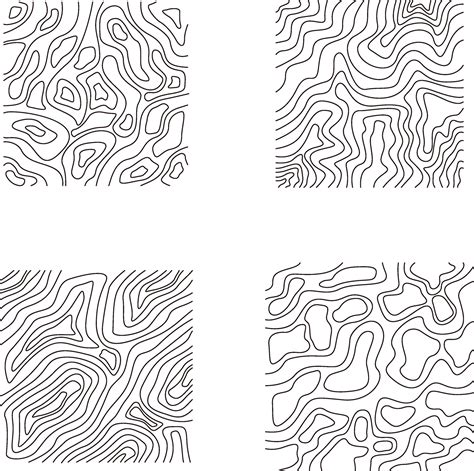 Topography Pattern Square In Irregular Line. Vector Illustration Set ...