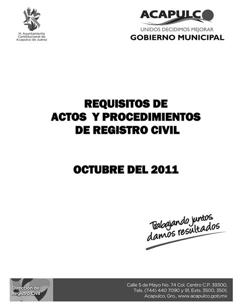 Requisitos Actos Y Procedimientos De Registro Civil Acapulco 2011 Pdf