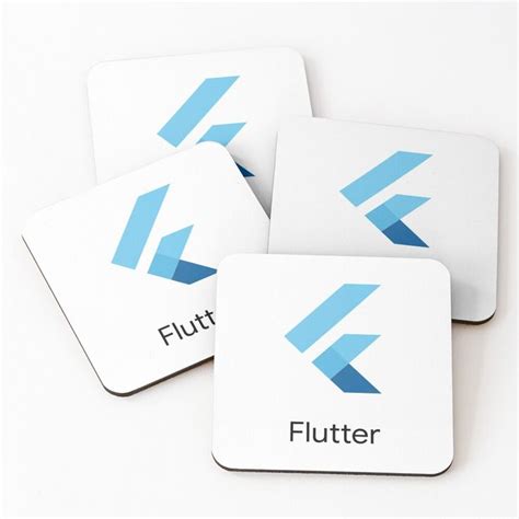 Posavasos Lote De Con La Obra Logo Flutter Sdk Con Nombre En Negro