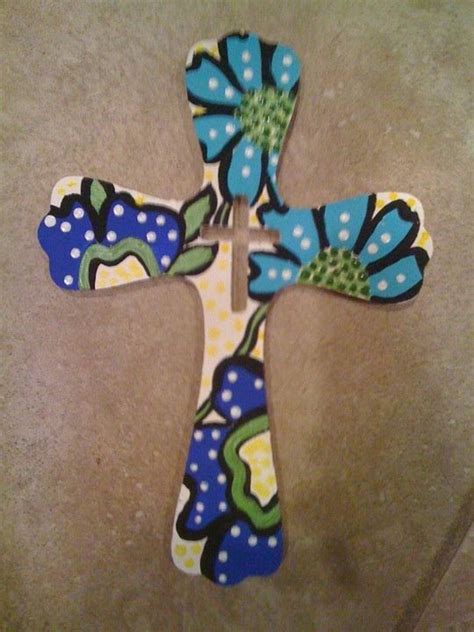 Hand Painted Wooden Cross By Studiotracey On Etsy Painted Wooden