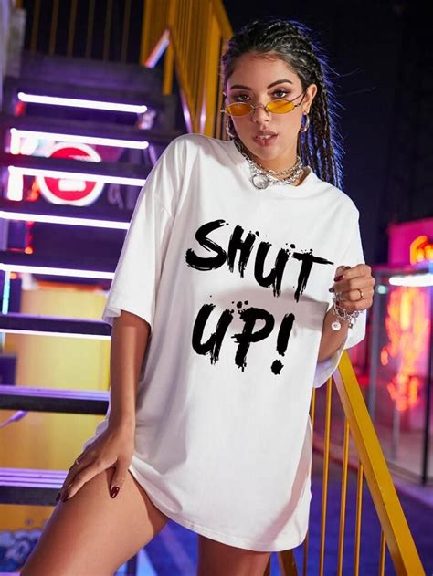 SHEIN Coolane Drop Shoulder Letter Graphic Oversized Tee SHEIN Tee