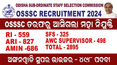 OSSSC Combined Recruitment 2024 RI ARI AMIN SFS AWC SUPERVISOR