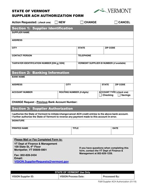 Ach Request Form Template