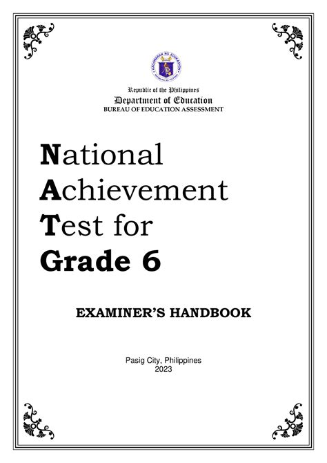 2023 Natg6 Examiners Handbook Republic Of The Philippines Department