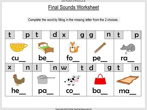 Final Sounds Eyfs Teaching Resources