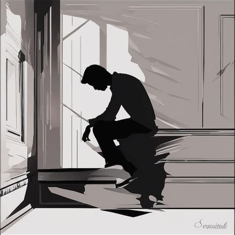 Premium Ai Image A Black And White Drawing Of A Man Kneeling In Front