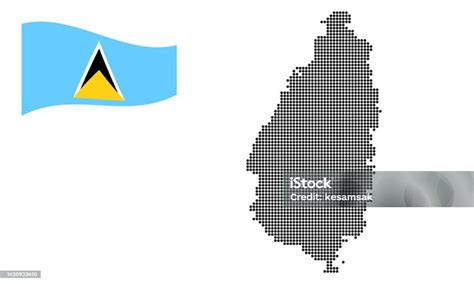 Saint Lucia Map And Flag Flat Icon Symbol Vector Illustration Stock