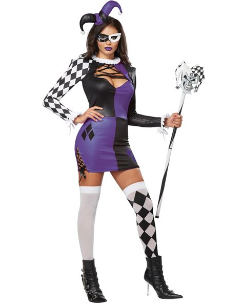 Cl154 Naughty Jester Harlequin Masquerade Mardi Gras Womens Halloween