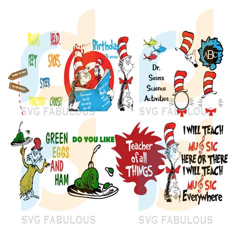 Dr Seuss Svg Bundle Dr Seuss Svg Cat In The Hat Svg Thing 1 Thing 2