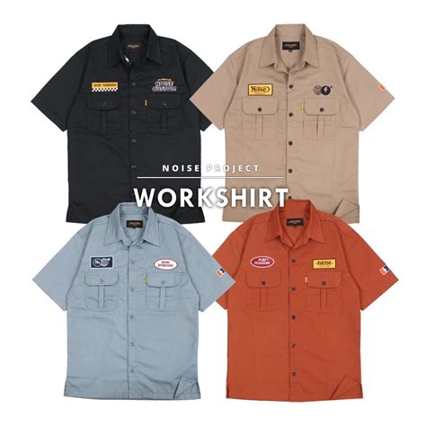 Jual WORKSHIRT PRIA NOISE COSTUM BLACK KEMEJA PENDEK LAPANGAN