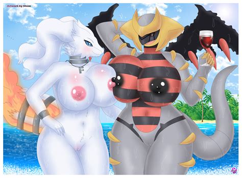 Rule 34 Altered Forme Giratina Anthro Areola Big Breasts Blue Eyes Blush Breasts Dragon Duo