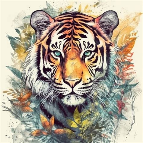 Premium AI Image | Watercolor painting of a tiger