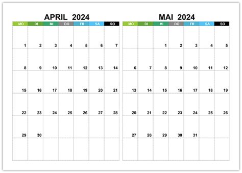 Kalender April Mai Zum Ausdrucken