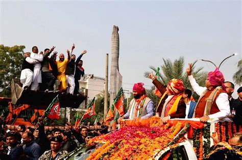 Bjp National President J P Nadda With Haryana Chief Minister M L