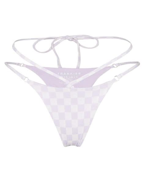 Frankie S Bikinis Layla Checkered String Bikini Bottoms In Purple Lyst Uk