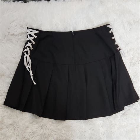 Hot Topic Skirts Hot Topic Black White Laceup Pleated Skirt Plus Size Poshmark