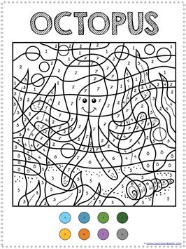 Color By Number Ocean Animals Coloring Pages | 1+1+1=1 | Bloglovin’