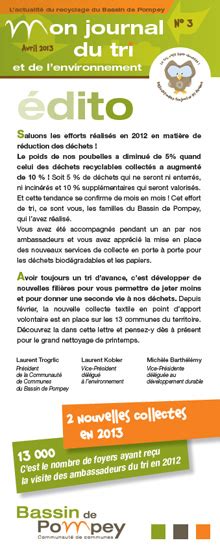 Mon journal du tri N3 Bassin de Pompey Communauté de Communes