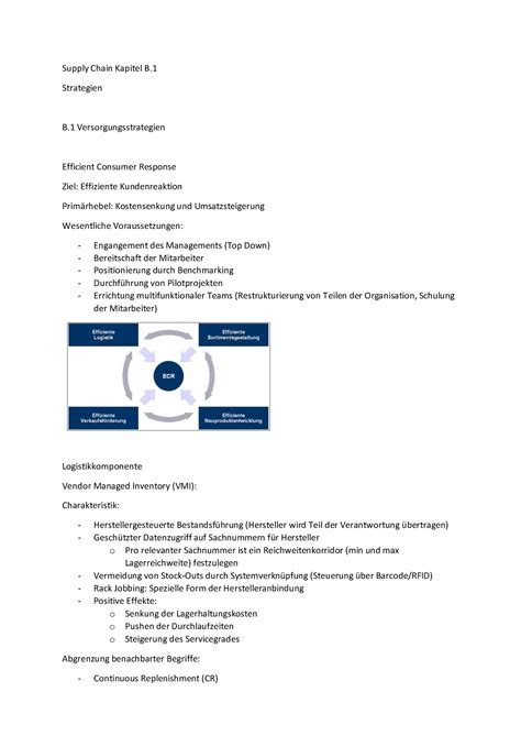 Supply Chain Kapitel B 1 Strategien B Versorgungsstrategien Efficient