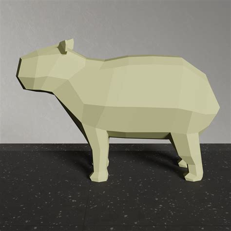 Capybara Papercraft Template Abstract Low Poly Rodent Svg Dxf Pdf