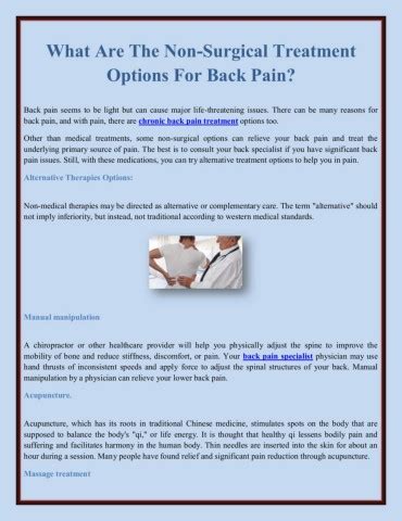 What Are The Non Surgical Treatment Options For Back Pain