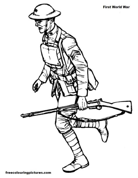 Ww1 Soldier Drawings Easy Sketch Coloring Page