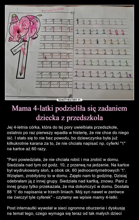 Mama Latki Podzieli A Si Zadaniem Dziecka Z Przedszkola