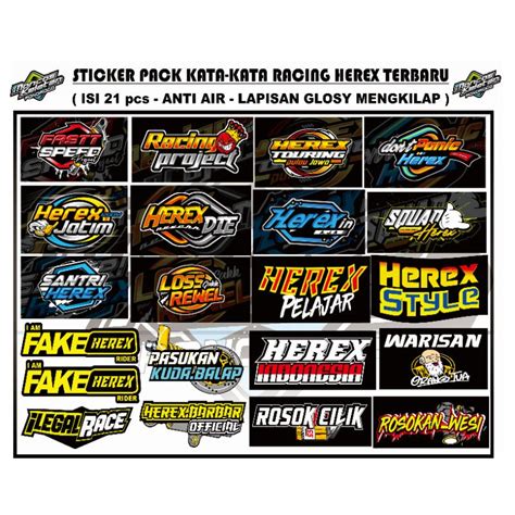 Jual Sticker Racing Pack Sponsor Herex Kata Kata Isi Pcs