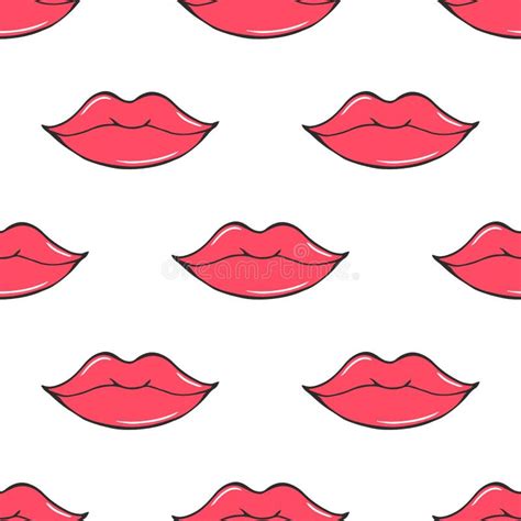 Doodle Lips Seamless Pattern Hand Drawn Illustration Of Pink Lips For