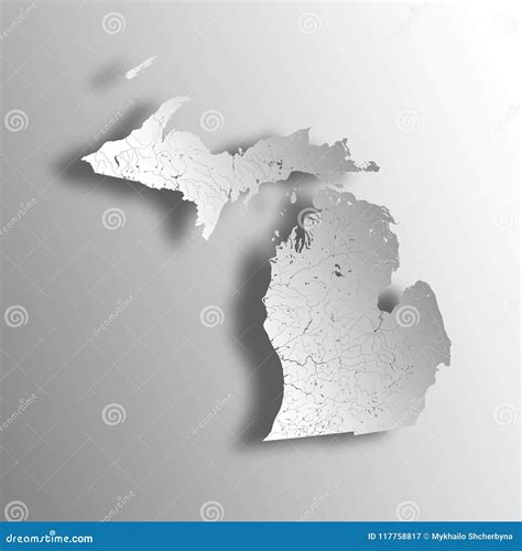 Map Of Michigan With Lakes And Rivers. Cartoon Vector | CartoonDealer