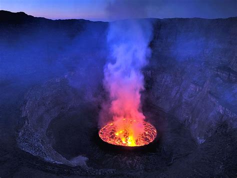 Nyiragongo Volcano Crater Lake Congo Africa Volcano Erupting