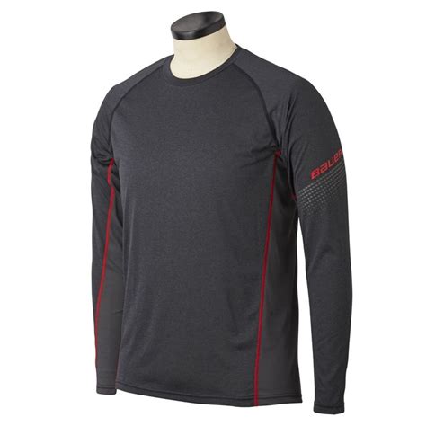 Bauer Essential Long Sleeve Base Layer Top Dark Grey 2019 Source For Sports Base Layer